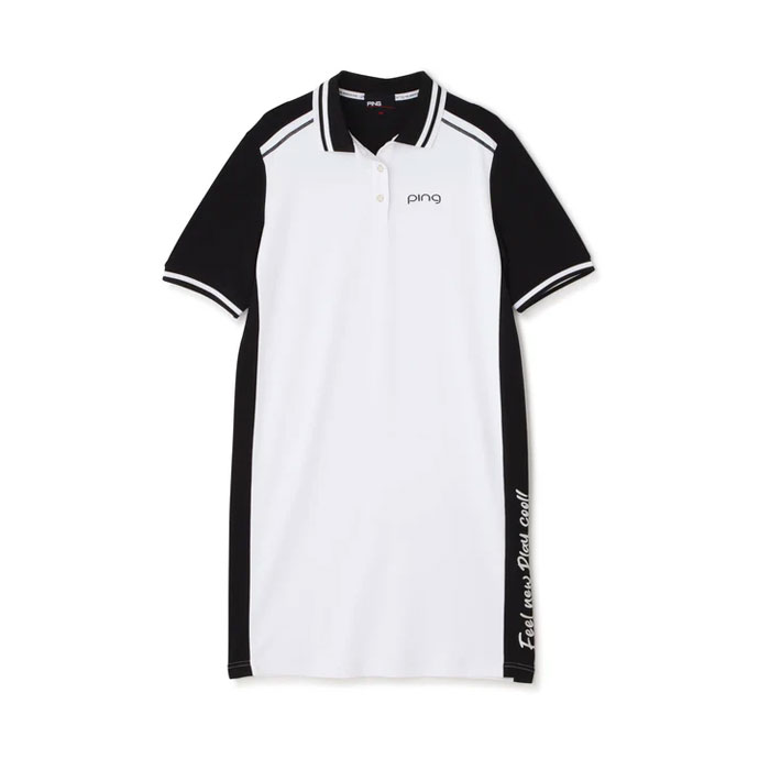 ピン ゴルフウェア ワンピース 高機能半袖バイカラーポロワンピース