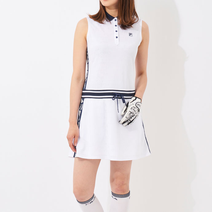 フィラ ゴルフウェア ワンピース ジャガードノースリーブワンピース