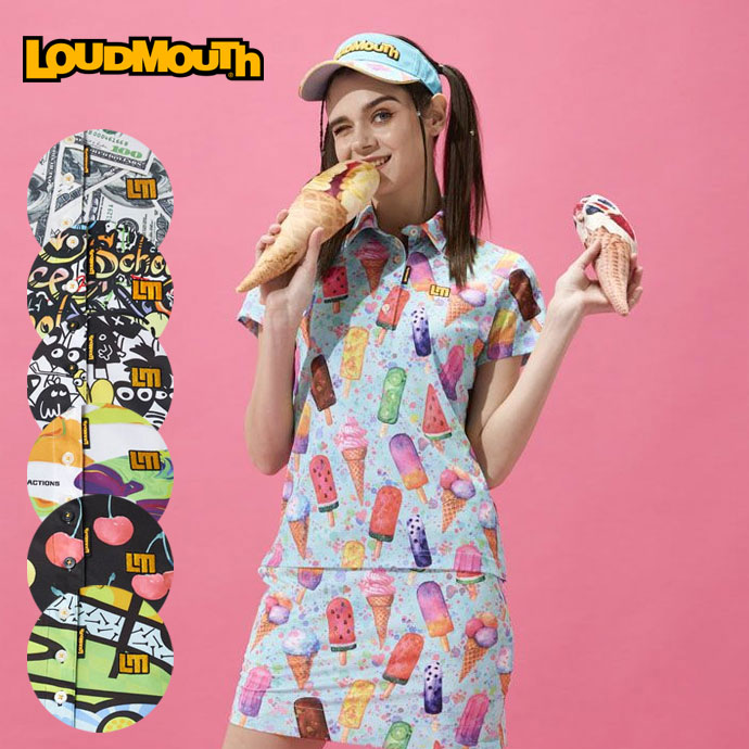 レディース ラウドマウス ゴルフウェア 半袖シャツ 柄半袖シャツ