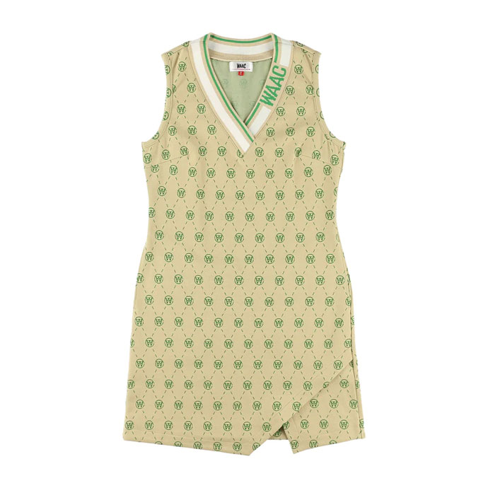 WAAC ワック　ワンピース　ノースリーブ　ゴルフ　Aライン　ロゴ　水玉　1 WAAC ワック ワンピース ノースリーブ ゴルフ Aライン ロゴ 水玉