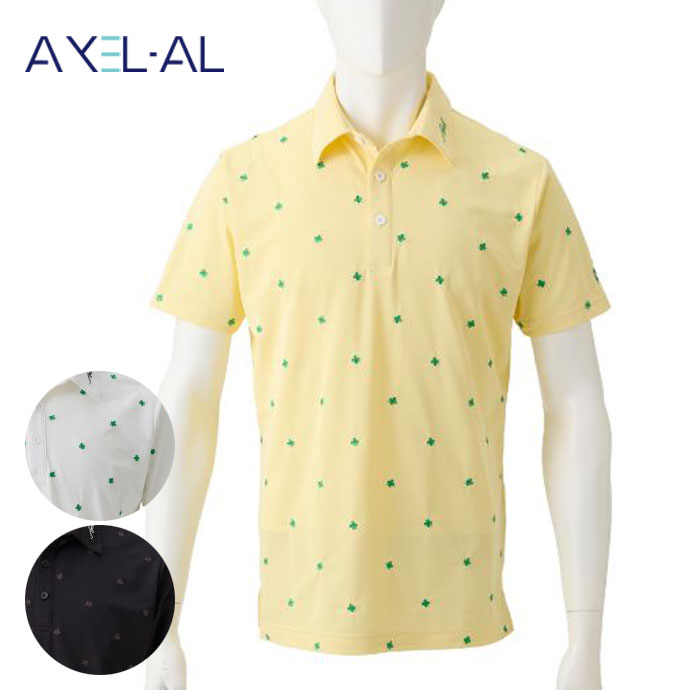 【イエロー1】ピクセルロゴ柄 半袖 カラーシャツ (MENS SPORT) メンズ ストレッチサッカー 柄開襟半袖シャツ Retro Helianthus/レトロ