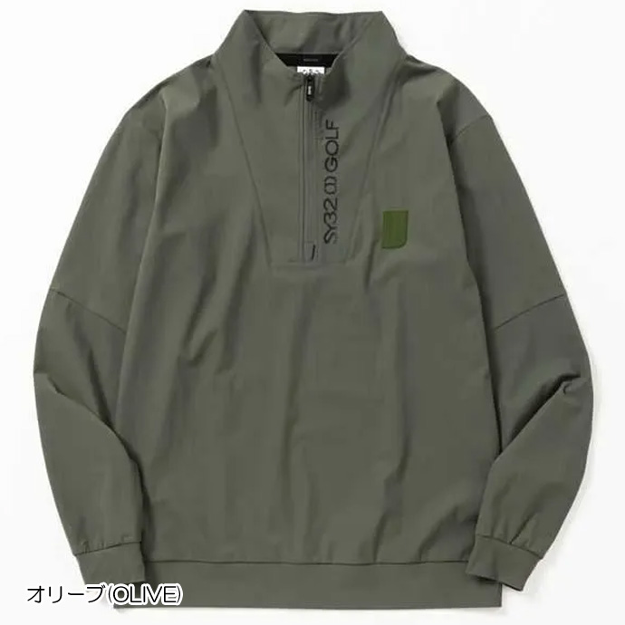 SY32 :メンズ:Lサイズ:ハーフジップ長袖シャツ:オリーブ色 メンズ SY32 ゴルフウェア 長袖シャツ LIGHT COOL TOUCH PULL ZIP