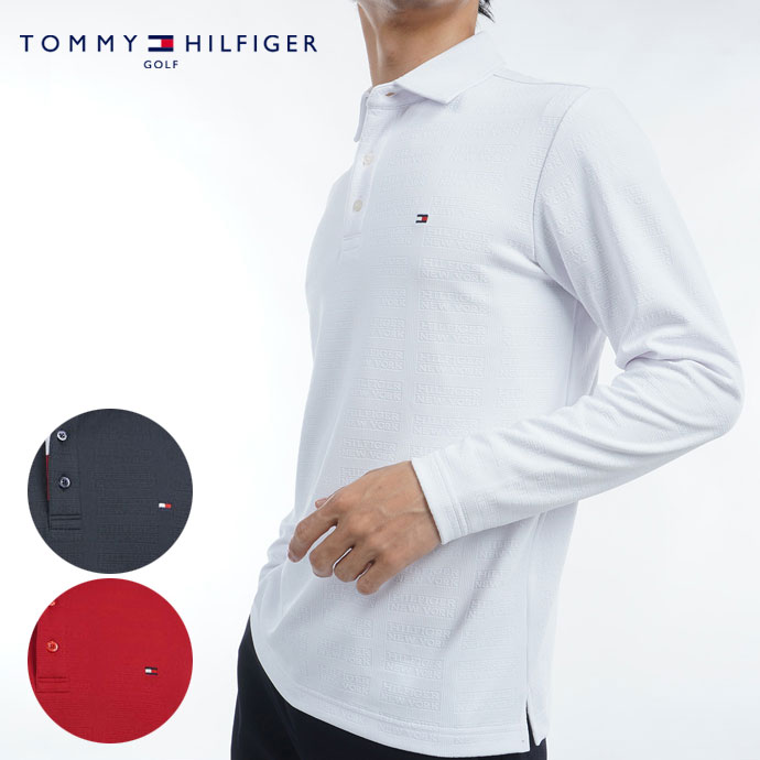メンズ トミーヒルフィガー ゴルフウェア 長袖シャツ モノグラムジャ