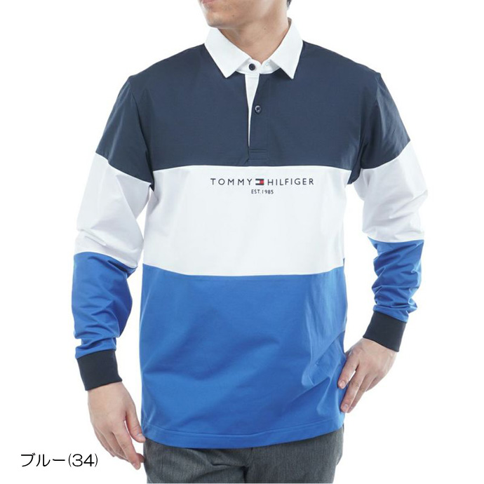 メンズ トミーヒルフィガー ゴルフウェア 長袖シャツ カラーブロック