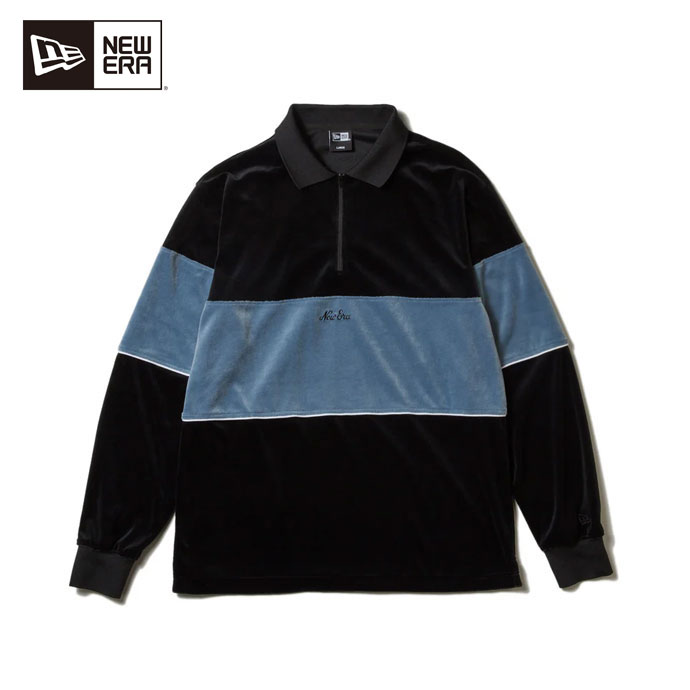 メンズ ニューエラ ゴルフウェア 長袖シャツ GF LS VELOUR POLO BLK