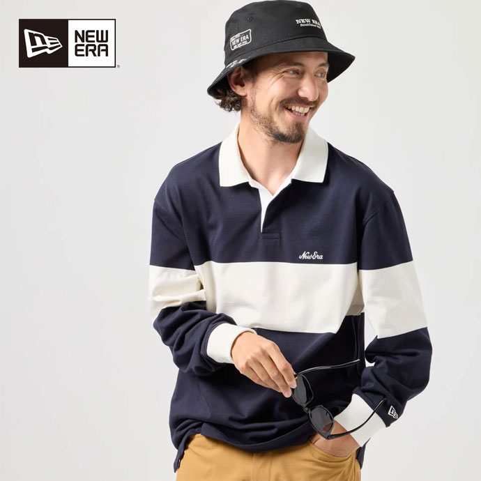 メンズ ニューエラ ゴルフウェア 長袖シャツ LS RUGBY SHIRT NVY