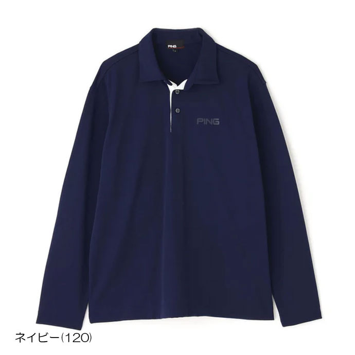 メンズ ピン ゴルフウェア 長袖シャツ ドライミックスシャツ