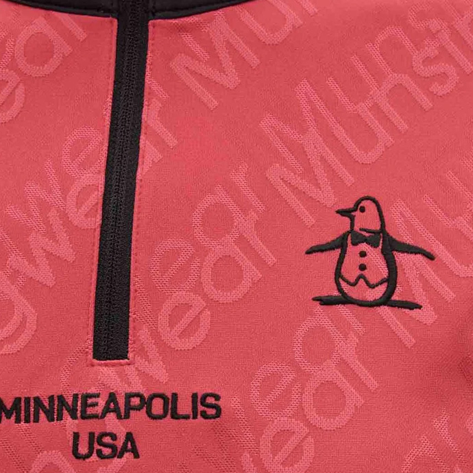 レディース マンシング ゴルフウェア 長袖シャツ ロゴジャカードハーフ