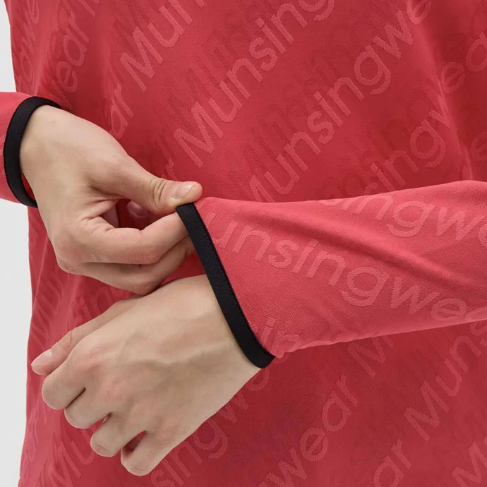 レディース マンシング ゴルフウェア 長袖シャツ ロゴジャカードハーフ