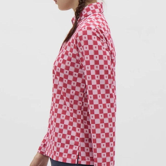 レディース マンシング ゴルフウェア 長袖シャツ ブロックチェック柄