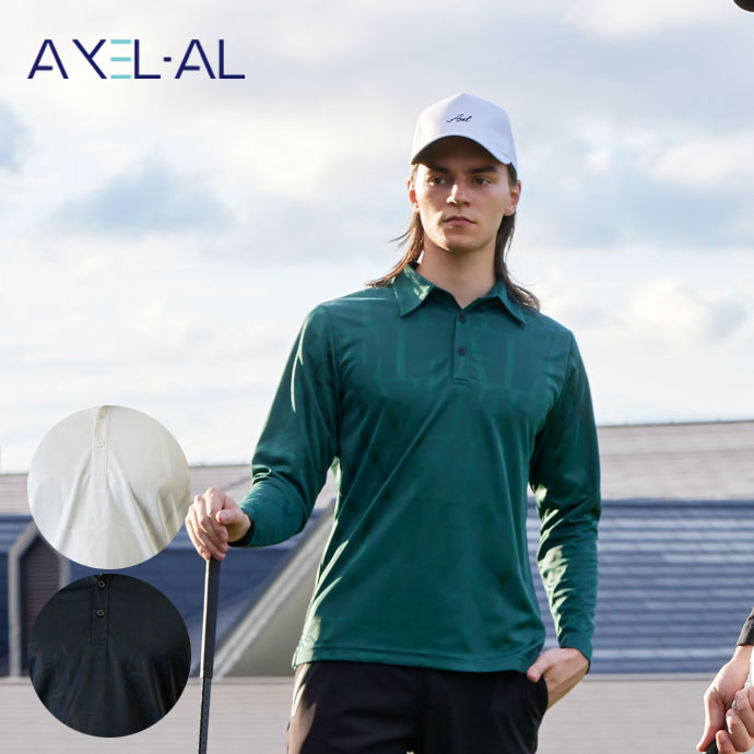 メンズ アクセル ゴルフウェア 長袖シャツ ロゴジャカードシャツ