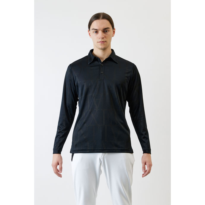 メンズ アクセル ゴルフウェア 長袖シャツ ロゴジャカードシャツ