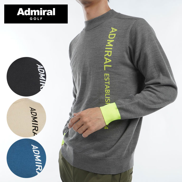 メンズ アドミラル ゴルフウェア セーター ラインロゴモックネック
