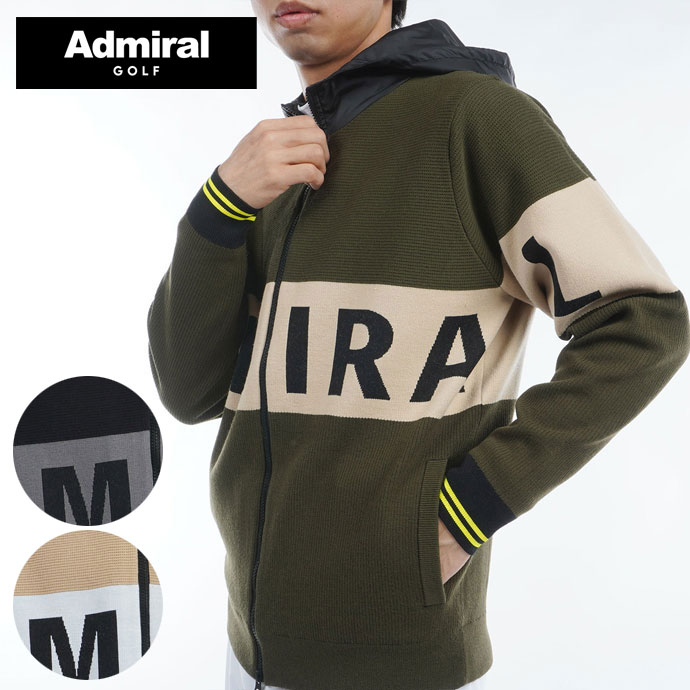 メンズ アドミラル ゴルフウェア アウター 防風裏地付フルジップニット