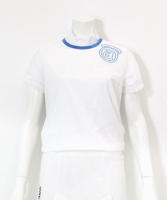 レディース アルチビオ ゴルフウェア 半袖シャツ シアー×フリルツイン