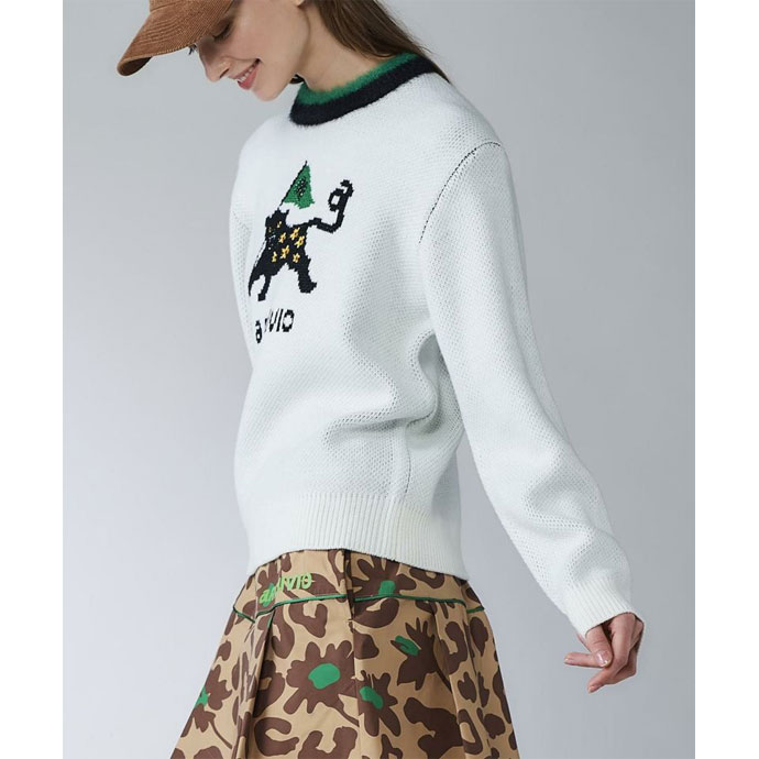 アルチビオ ゴルフウェア セーター 黒ヒョウジャガードニット A518020