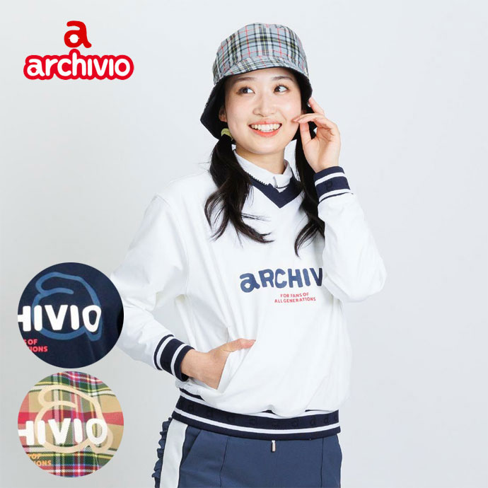 レディース アルチビオ ゴルフウェア アウター ポーチ付カレッジ風プル