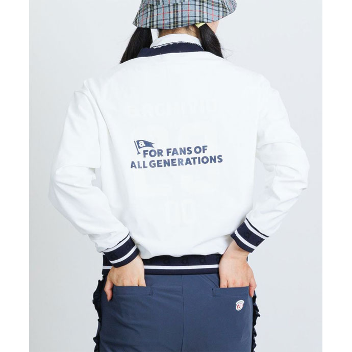 レディース アルチビオ ゴルフウェア アウター ポーチ付カレッジ風プル