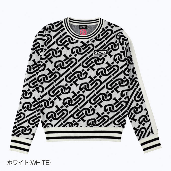 【定価半額以下】 CPG GOLF♡チェーンロゴリブセーター レディース CPG ゴルフウェア セーター チェーンロゴリブセーター