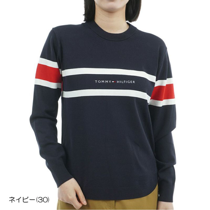 新品 トミーヒルフィガー ゴルフ ニット セーター ビッグロゴ 総柄 レディース TOMMY HILFIGER GOLF トミー ヒルフィガーゴルフ 2023年モデル