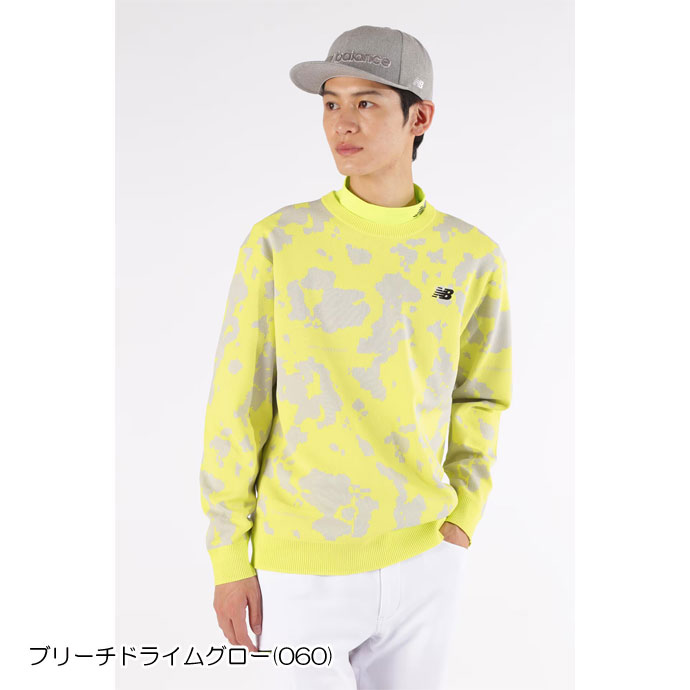 ニューバランスゴルフ　クルーネックニット　ストレッチ性・防⾵ストレッチ総裏地XL メンズ ニューバランス ゴルフウェア セーター クルーネックニットプル