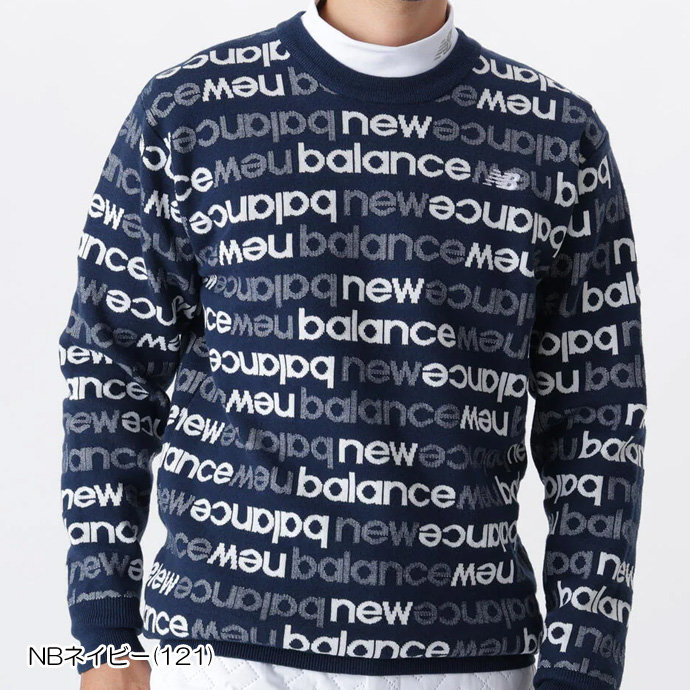 L 新品　ニューバランスゴルフウェア　セーター メンズ　ニット　ホワイト　グレー New Balance（ニューバランス） ゴルフウェア 長袖セーター 秋 冬 CREW