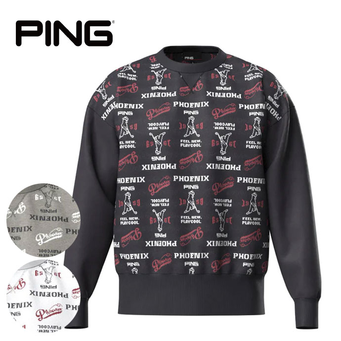 メンズ ピン ゴルフウェア セーター ジャカードクルーネックニット