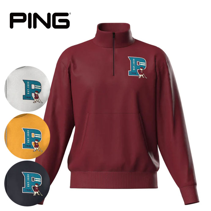 メンズ ピン ゴルフウェア セーター コットンライクハーフジップ