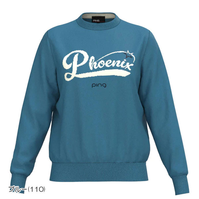 レディース ピン ゴルフウェア セーター モールジャカードクルーネック