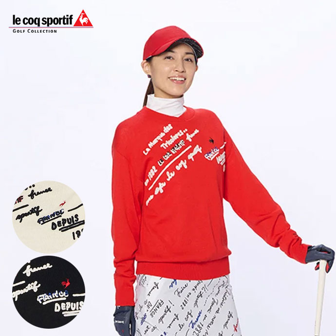 レディース ルコック ゴルフウェア セーター 変形クルーネックセーター