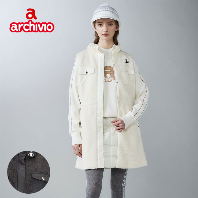 レディース アルチビオ ゴルフウェア ベスト 蓄熱保温ボアベスト