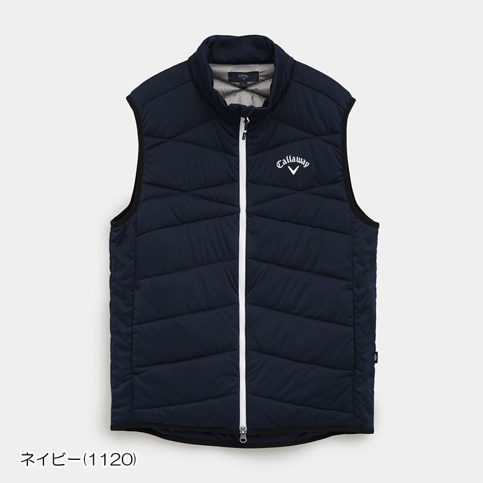 キャロウェイ ダブルジップ 中綿 切替 ボア ベスト ホワイト Lサイズ キャロウェイ ダブルジップ 中綿 切替 ボア ベスト ホワイト L