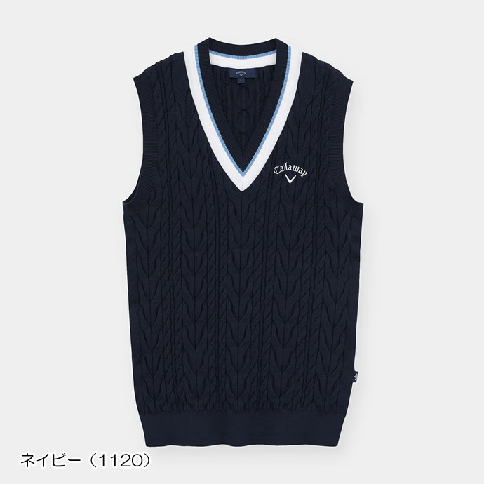 メンズ キャロウェイ ミニケーブル編みVネックニットベスト C26119100