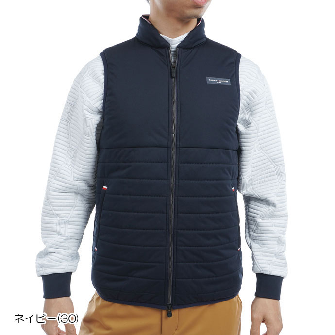 メンズ トミーヒルフィガー ゴルフウェア ベスト 圧着キルト中綿
