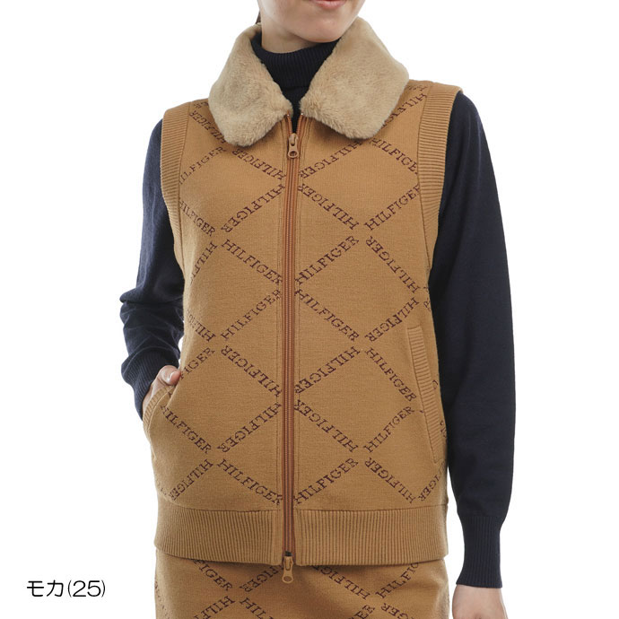 レディース トミーヒルフィガー ゴルフウェア ベスト モノグラムジャカ