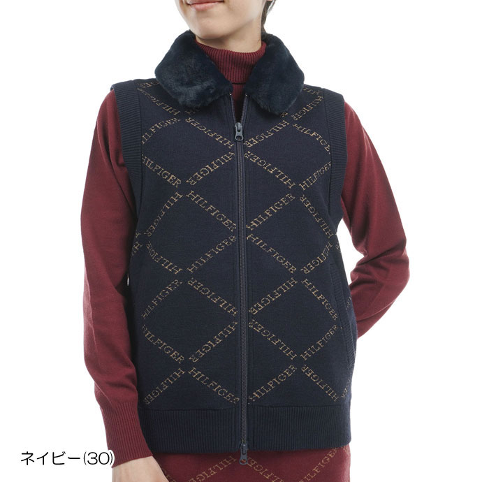 レディース トミーヒルフィガー ゴルフウェア ベスト モノグラムジャカ