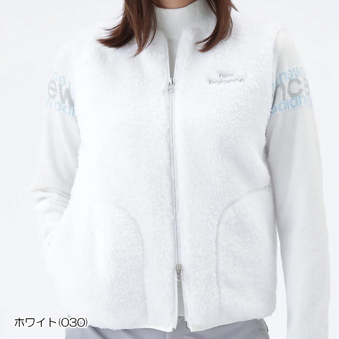 ニューバランス　ゴルフ　ホワイト　ボア　ベスト レディース ニューバランス ゴルフウェア ベスト FULL ZIP BOA VEST