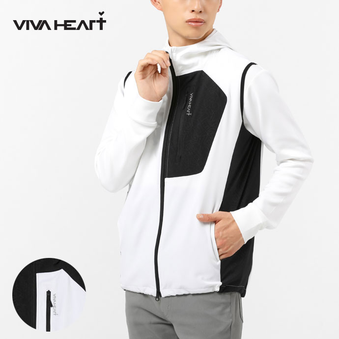 メンズ ビバハート ゴルフウェア ベスト ポケッタブルエンボス