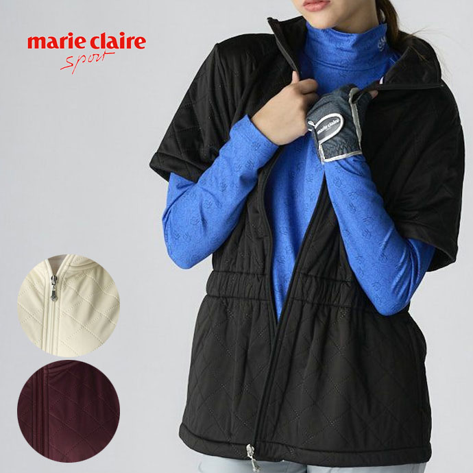 レディース マリクレール ゴルフウェア ベスト 半袖キルトベスト