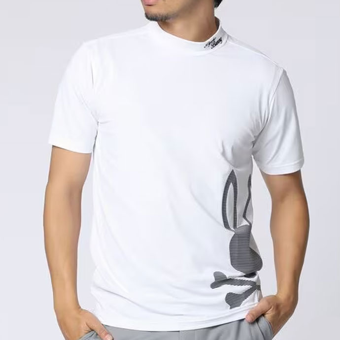 メンズ サイコバニー ビッグBUNNYプリント モックネックTシャツ GF717