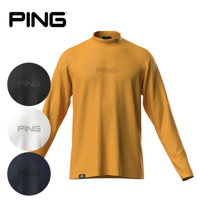 メンズ ピン ゴルフウェア 長袖シャツ トリコットハイネックシャツ