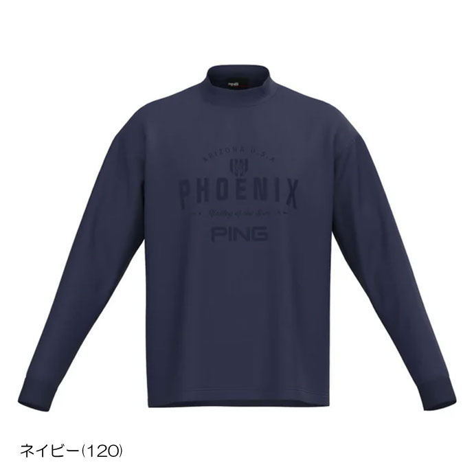 【ホワイト】TC天竺ル-ズシルエット長袖ハイネックシャツ <NATIVE> (MENS) メンズ ピン ゴルフウェア 長袖シャツ TC天竺ル―ズシルエット