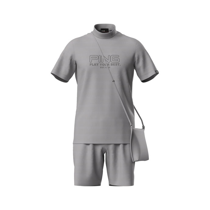 DESCENTE GOLF 半袖ハイネックシャツ&ショートパンツセット M メンズ ピン 半袖ハイネックシャツ×ショートパンツ 6216167403 男性用