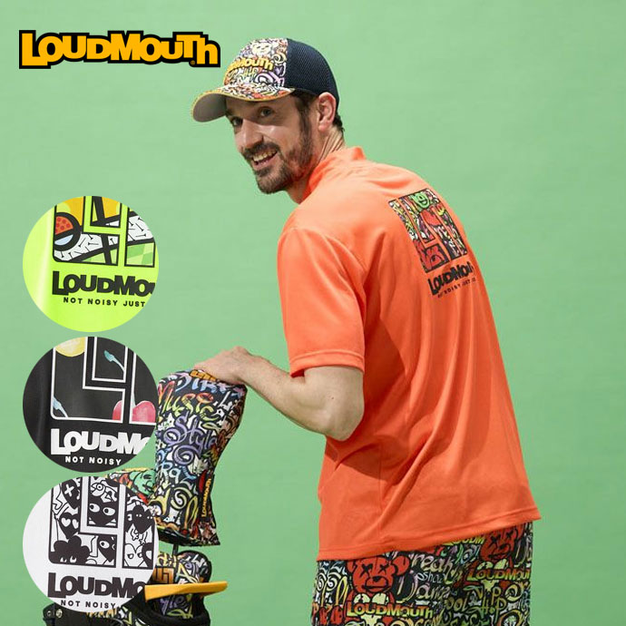 メンズ ラウドマウス ゴルフウェア 半袖シャツ 半袖モックネックシャツ