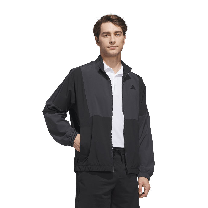 DESCENT GOLF ジップアップジャケット ブラック/グレー M メンズ アディダス ビヨンド ザ コース TWISTWEAVE 撥水 カラー