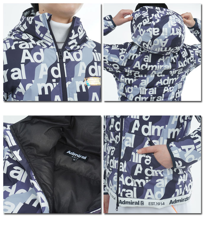 アドミラル ボトムロゴ軽量パデッドフーデッドジャケット ADLA376