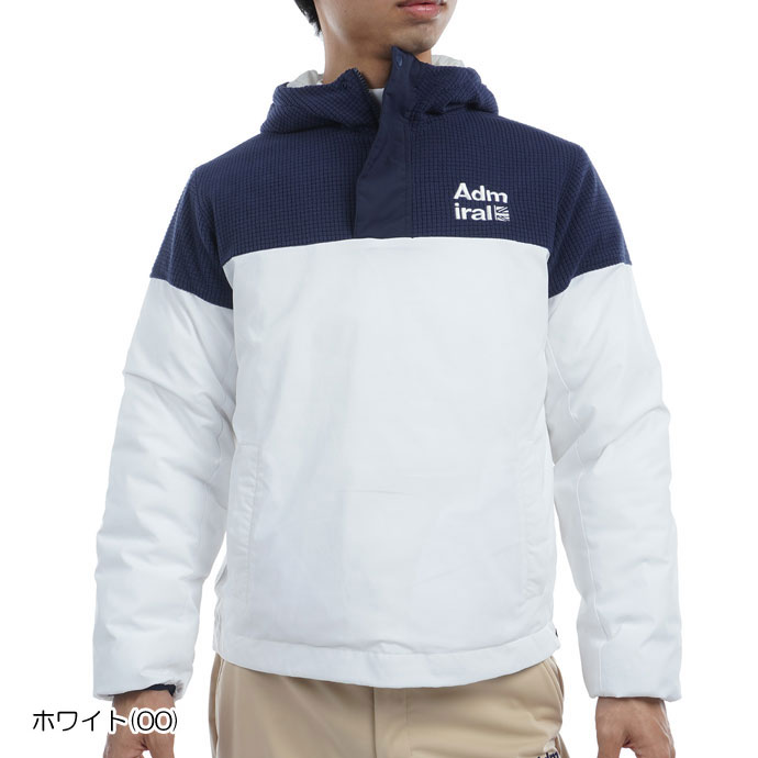 アドミラルゴルフ★ダブルジップ 中綿 パーカー 裏地蓄熱★バーガンディ Mサイズ メンズ アドミラル ゴルフウェア アウター ボアミックス中綿ハーフ