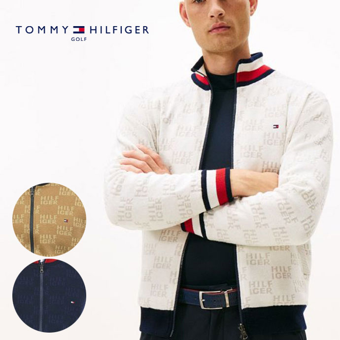 美品】トミーヒルフィガーゴルフ ニットジャケット レッド×ネイビー 