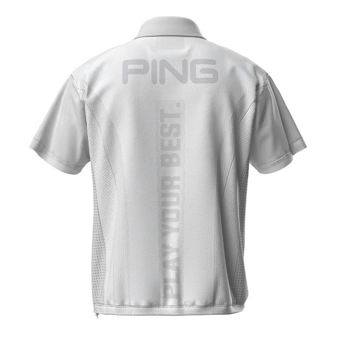 【新品・タグ付き】PING ハーフジップゴルフウェア　ホワイト×グレー　Lサイズ メンズ ピン ゴルフウェア アウター コーデュラ半袖ハーフジップ