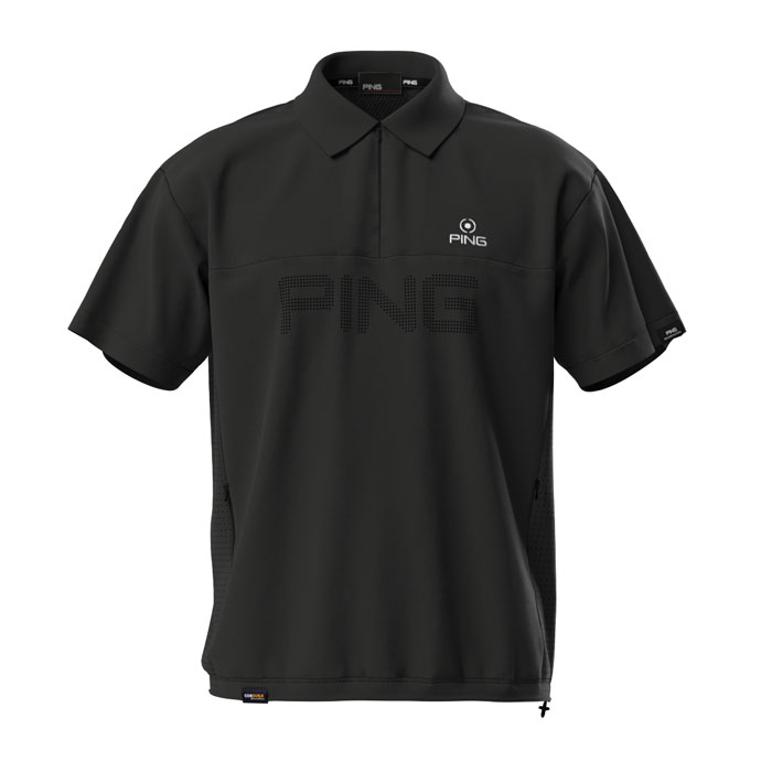 メンズ ピン ゴルフウェア アウター コーデュラ半袖ハーフジップ